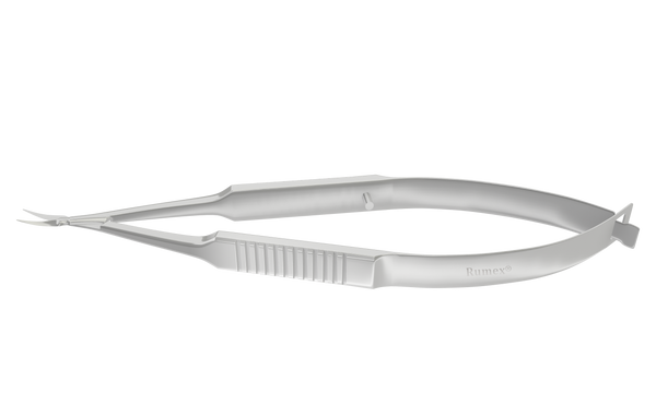 012R 11-052S Vannas Capsulotomy Scissors, Curved, Sharp Tips, 6.00 mm Blades, Flat Handle, Length 84 mm, Stainless Steel