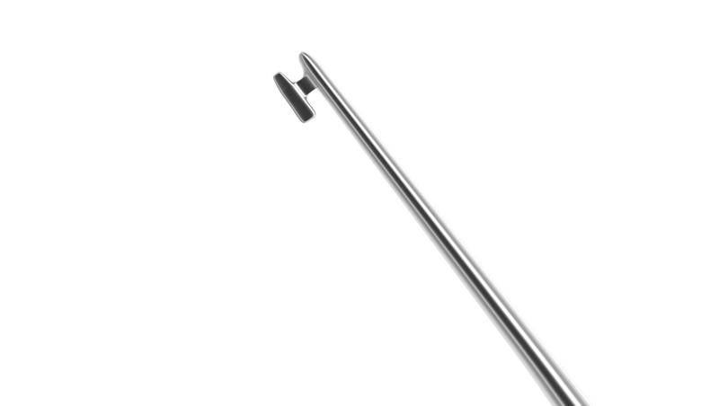 041R 5-030 Kuglen Iris Hook, Angled, H-Shaped Tip, Length 122 mm, Round Titanium Handle