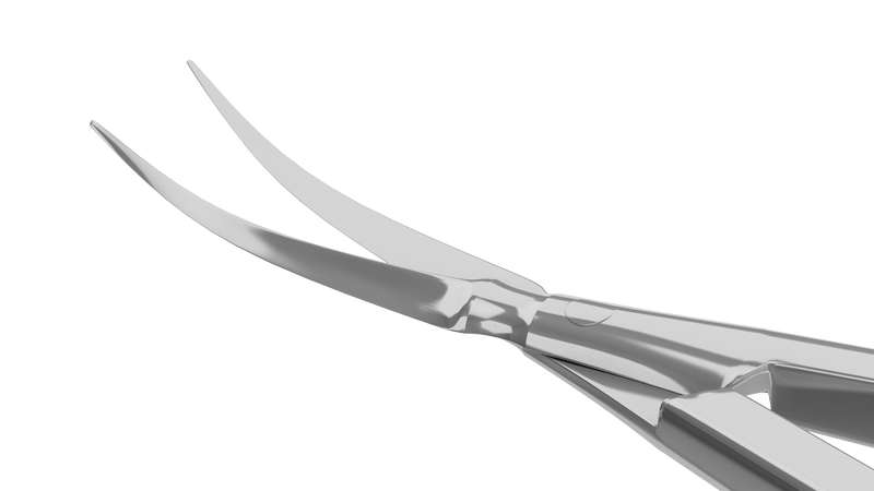 055R 11-058S Gills-Vannas Capsulotomy Scissors, Curved, Sharp Tips, 10.00 mm Blades, Flat Handle, Length 88 mm, Stainless Steel