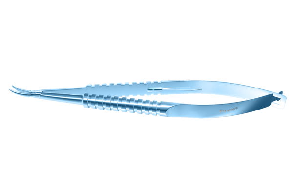 999R 8-060T Barraquer Needle Holder, 12.00 mm Standard Jaws, Curved, with Lock, Long Size, Length 125 mm, Titanium