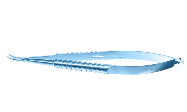 127R 8-070T Barraquer Needle Holder, 12.00 mm Fine Jaws, Curved, with Lock, Long Size, Length 125 mm, Titanium