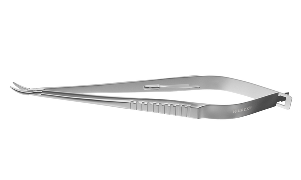 999R 8-100S Castroviejo Needle Holder, Standard Jaws, 11.00 mm Gripping Surface, Curved, with Lock, Length 140 mm, Stainless Steel